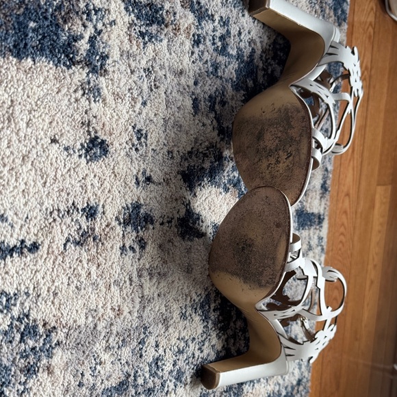 Hermes White Leather Karlotta Cut Out Ankle Strap Sandal - Picture 3 of 7